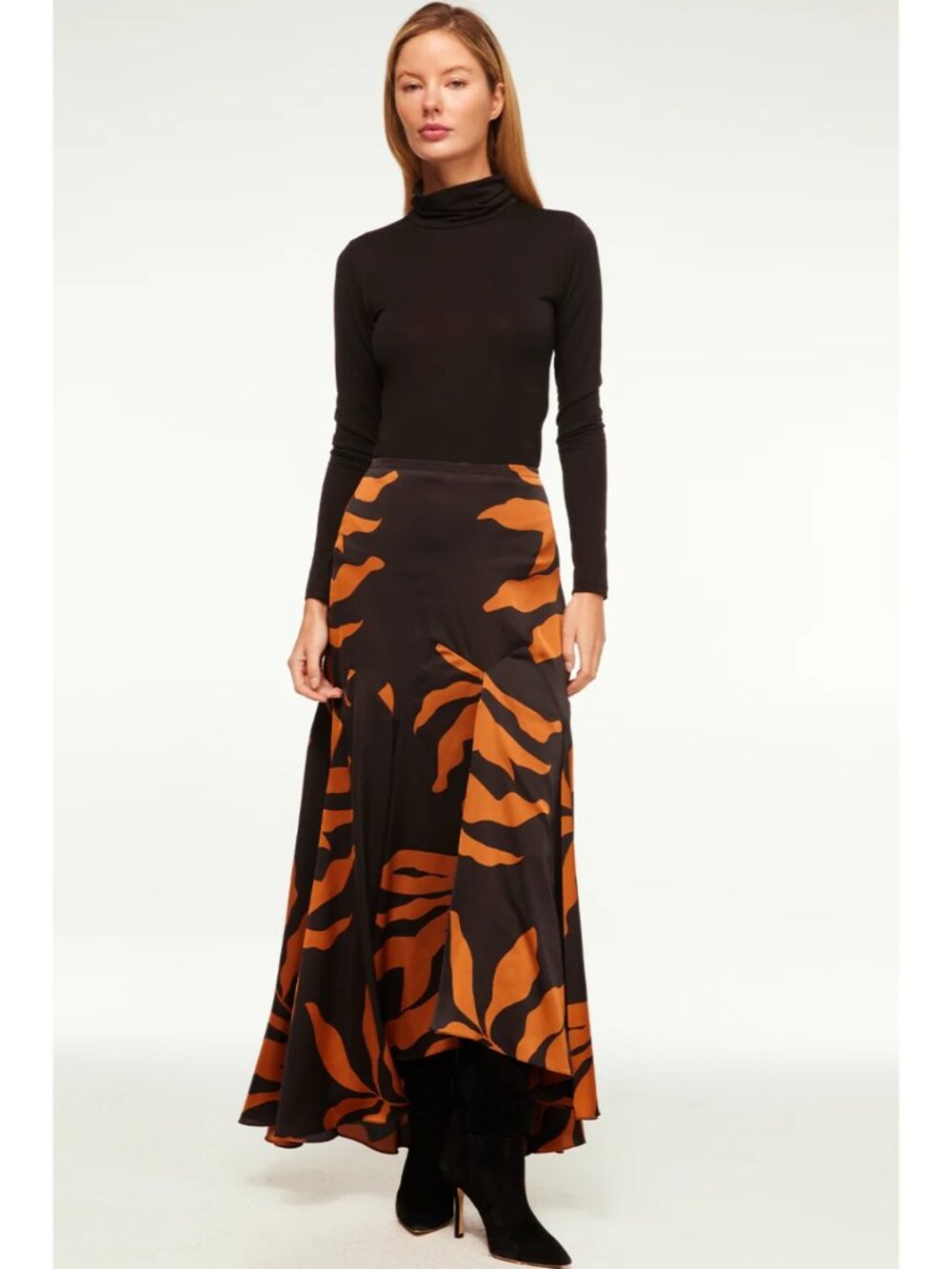 NWT MISA Los Angeles Shelley Fernal Glow Satin Maxi Skirt Small